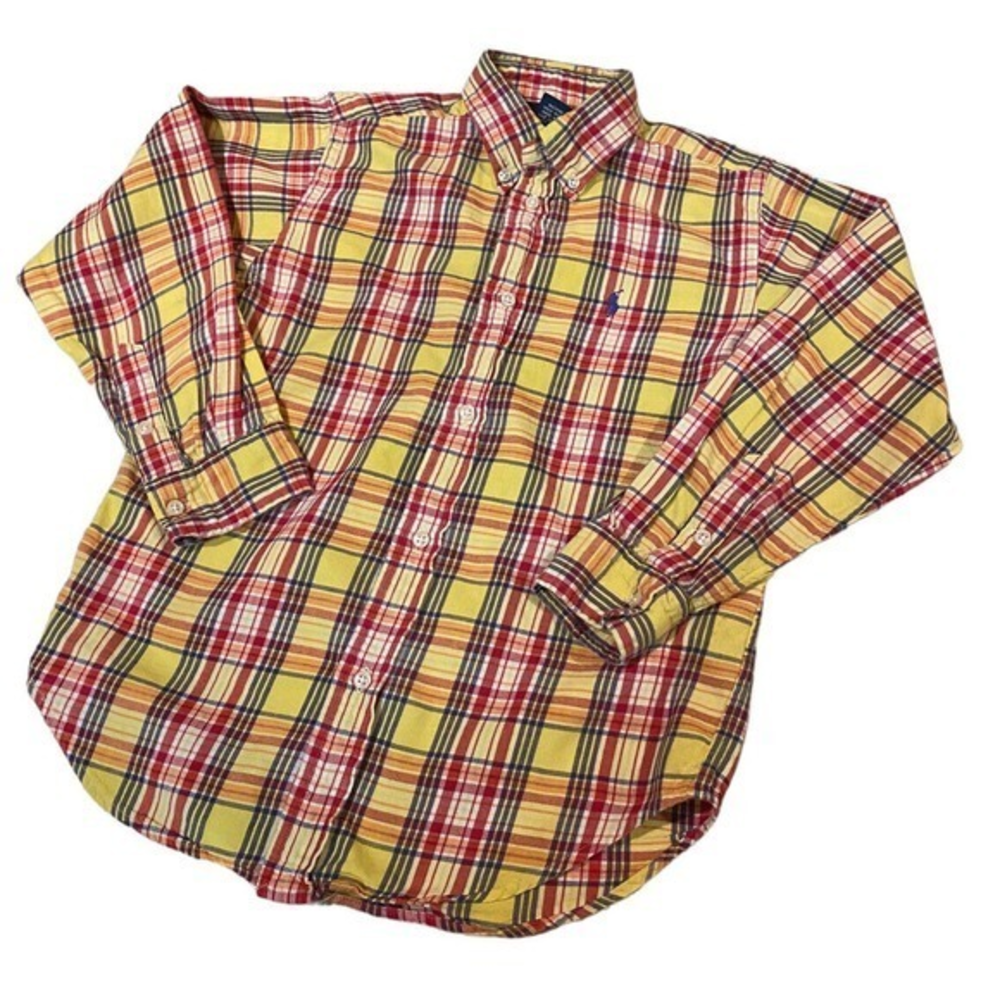 Ralph Lauren Boys Long Sleeve Plaid Button Front Shirt Size 7